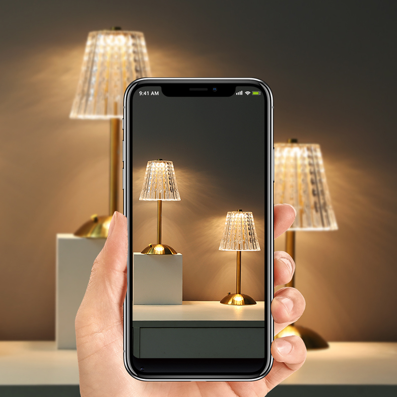 Touch Sensor Restaurants Battery Operated Restaurant Rechargeable Cordless Metal Crystal LED Desk Table Lamp Lights For BarPopul