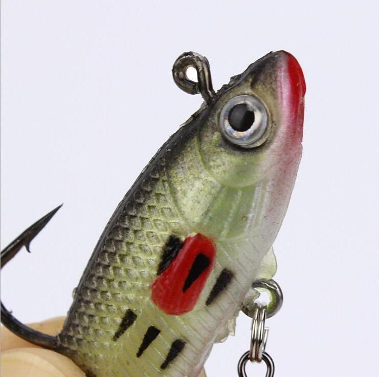 WEIHE  3D Eyes Lead Fishing Lures with T Tail Soft Fish Single Hook Bait Artificial Bait  8cm 14g Swimbait