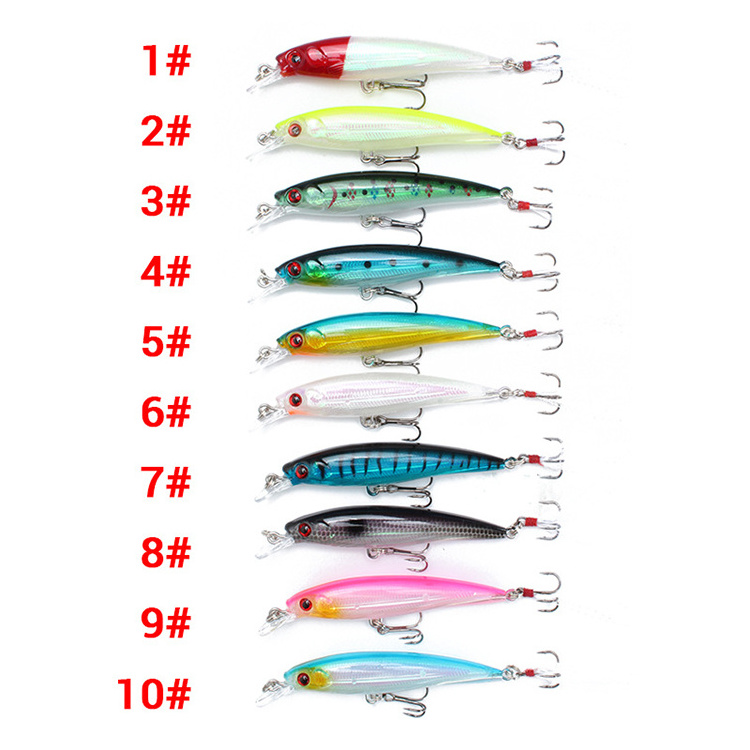 WEIHE Minnow Fishing Lures Wobblers Crankbait 9cm 7.2g with Feather Hooks Artificial Hard Lure Bass Bait Tackle