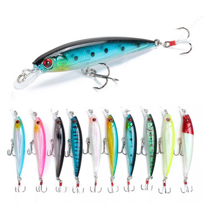 WEIHE Minnow Fishing Lures Wobblers Crankbait 9cm 7.2g with Feather Hooks Artificial Hard Lure Bass Bait Tackle