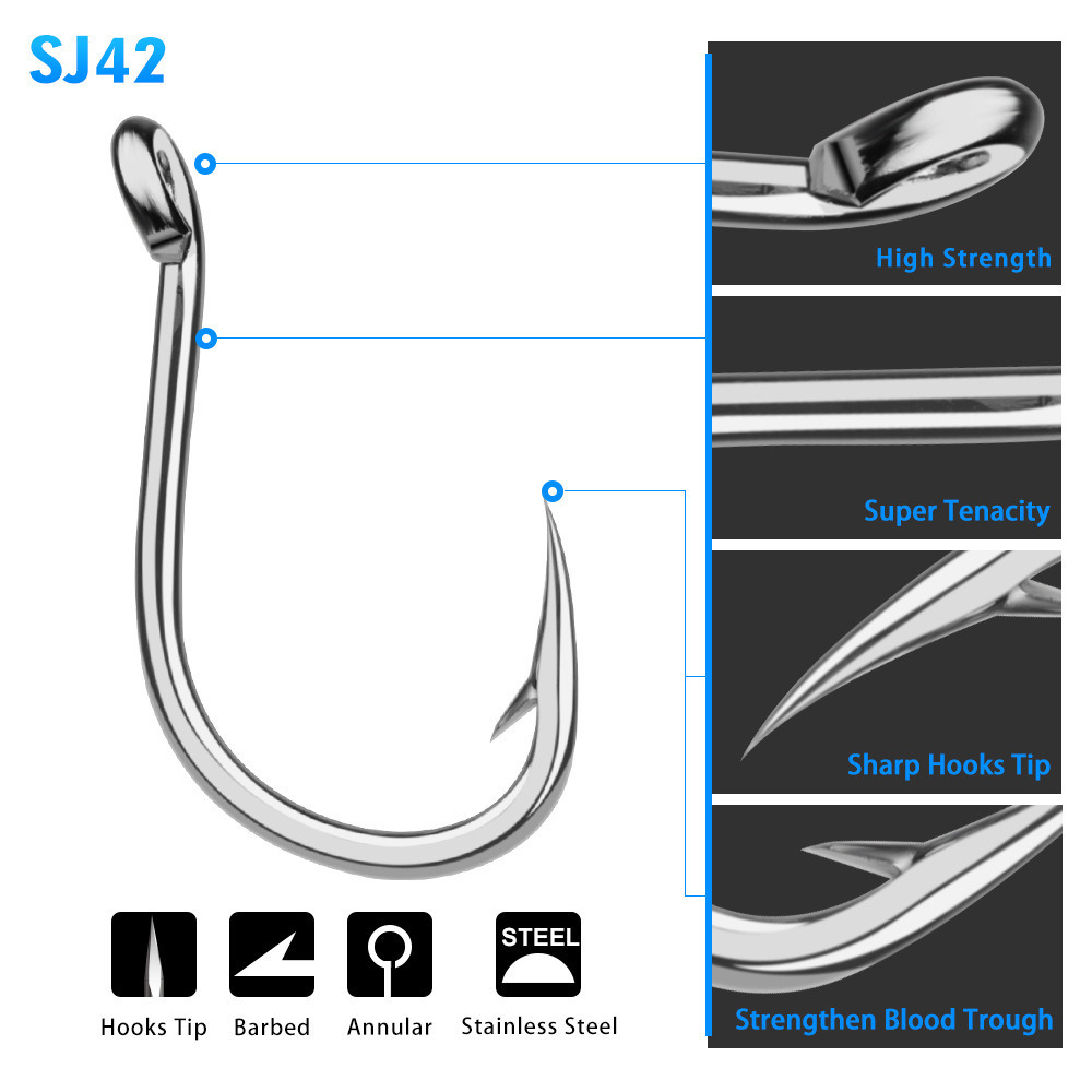 WIEHE 1/0 # to 13/0 #octopus Fishing Hooks High Carbon Sharpen Barbed Circle Hook Tackle Set Hardness Supplier Fishhooks