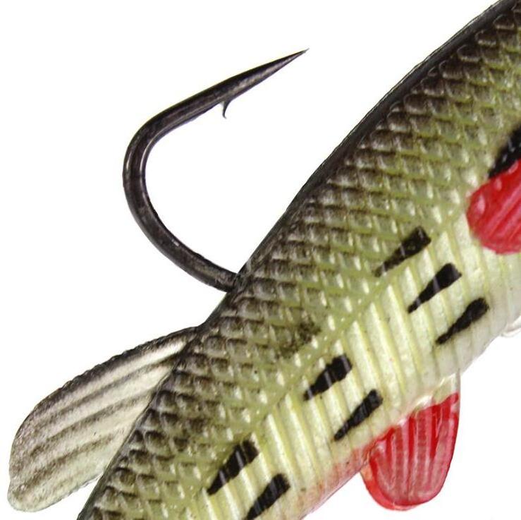 WEIHE  3D Eyes Lead Fishing Lures with T Tail Soft Fish Single Hook Bait Artificial Bait  8cm 14g Swimbait