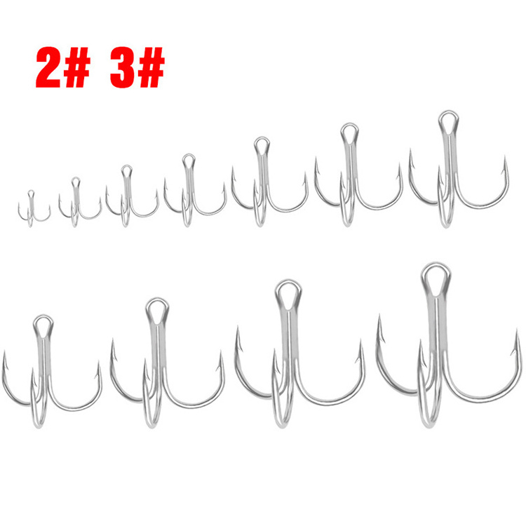 WEIHE Barbed white nickel treble hook high carbon steel fishing hook