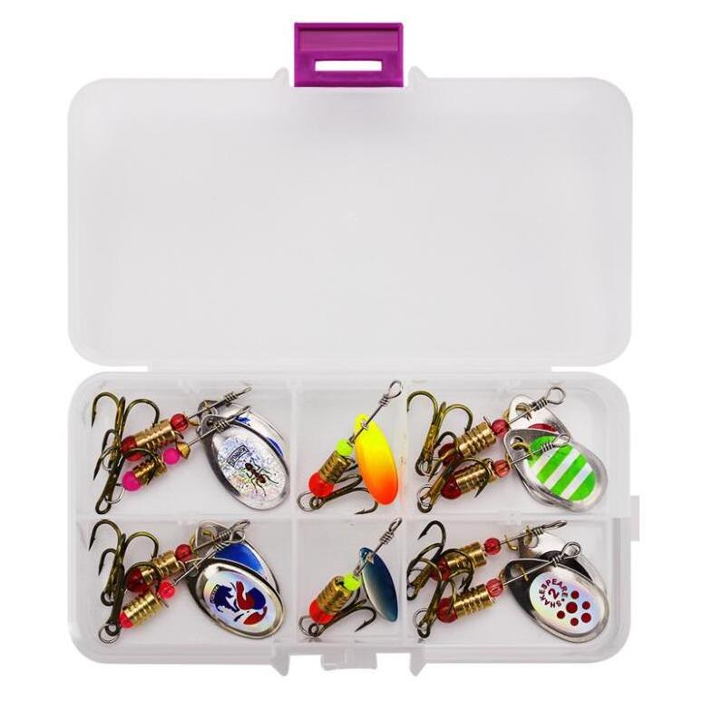 WEIHE Manufacturer custom Compound rotating sequin small trout fishing spinner bait set