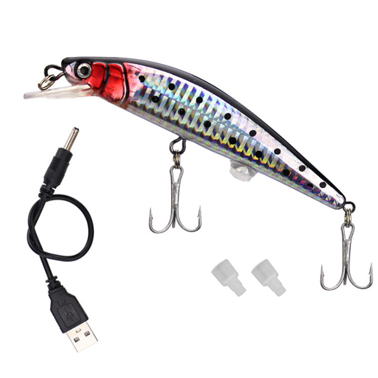 WeiHe 12cm 19g USB Rechargeable Flashing LED Light Twitching Fishing Lures Bait Electric Fishing Lures