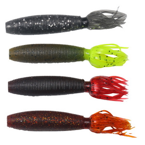 WeiHe 9cm 10g 5pcs/bag 4 Colors Soft Fishing Lure Artificial Sinking Bait With Squid Tail PVC Material Lures