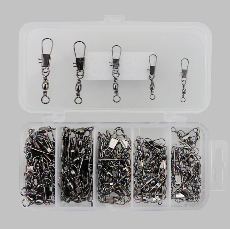 WeiHe 100pcs/ Set Fishing Connector Barrel Swivels Snap 2-10#Rolling Swivel For Fishhook Link Fishing Lure Accessories