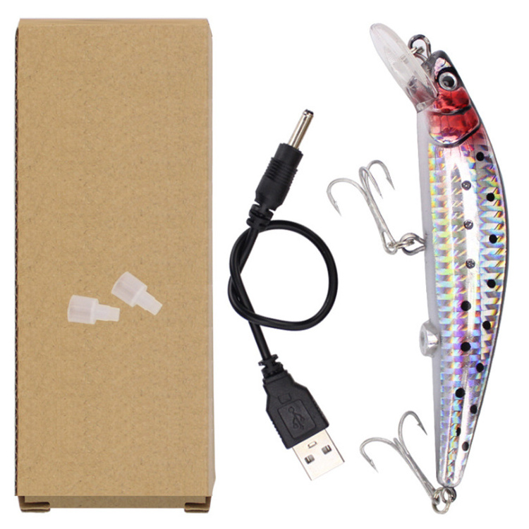 WeiHe 12cm 19g USB Rechargeable Flashing LED Light Twitching Fishing Lures Bait Electric Fishing Lures