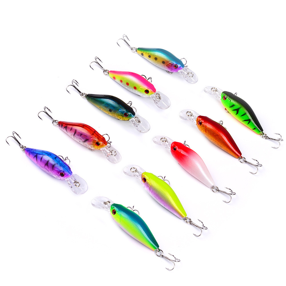 WeiHe 7cm 8g Mini Floating Deep Diving Freshwater Bass Fishing Crankbait Hard ABS Plastic Lure