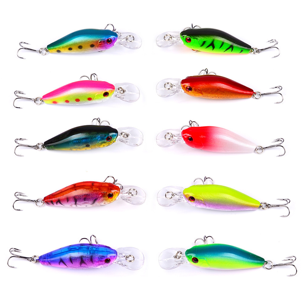 WeiHe 7cm 8g Mini Floating Deep Diving Freshwater Bass Fishing Crankbait Hard ABS Plastic Lure