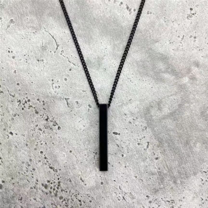 Mens Jewellery Rectangle Pendant Necklace Men Classic Width 2mm Stainless Steel Link Chain Necklace for Men Jewelry Gift