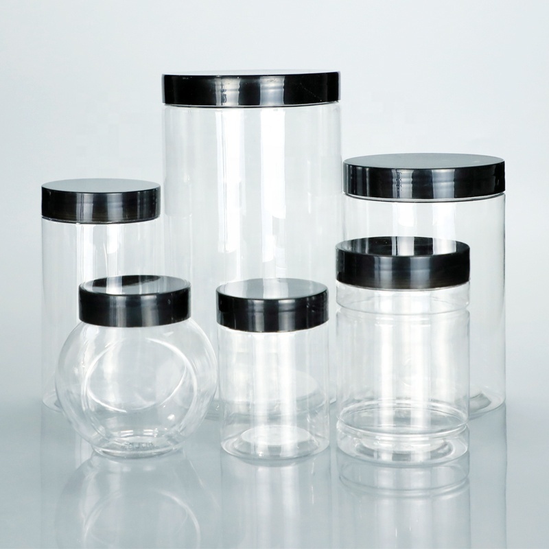 300ml 320ml 350ml Clear Plastic Jars with Clear/White/Black Lids Slime Tall Containers for Food or Juice