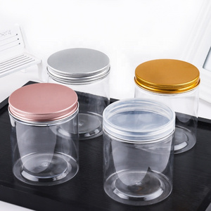 Transparent Cosmetic Skincare Body Butter  Food PET Plastic Smoothie Jar for Jam With Rose Gold Lid