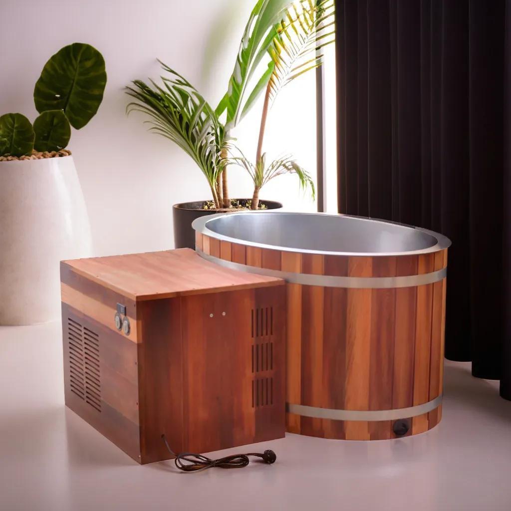 Cold Plunge Tub With Chiller Ice For Sports Recovery Portable Outdoor Wooden Ice Bath Tub