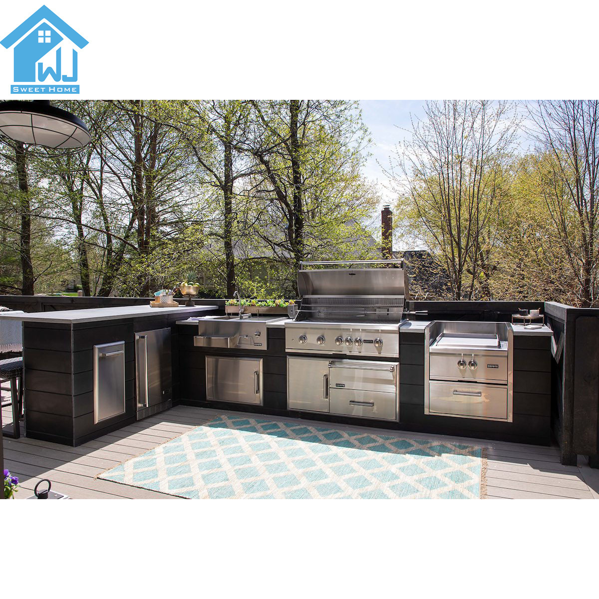 Full set outdoor kitchen islands with bbq grill and sink oven tray baking pan for outdoor kitchen