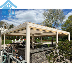 Weijia High-end Motorized Aluminum Pergola  Louver Roof Factory Direct Gazebo Outdoor Waterproof with Side Screens