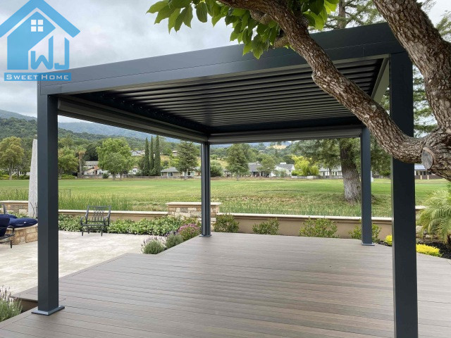 Easy Installation Remote Control Pergola Outdoor Gazebo Garden Bioclimatic Aluminium Pergola With Sun Screen