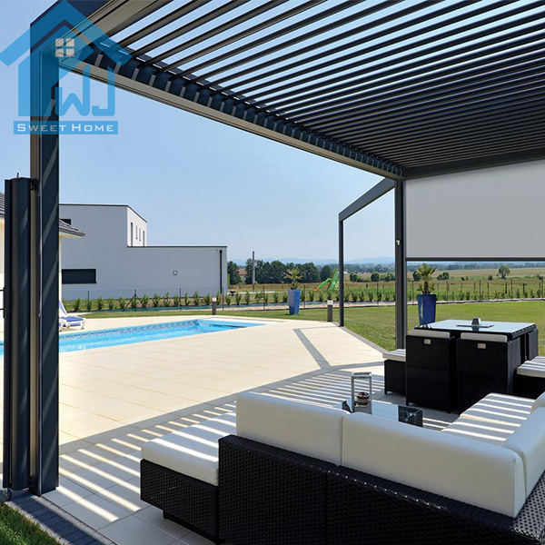 Outdoor Aluminium Waterproof Louver Roof Cover Gazebo Motorized Pergola Carport electric aluminum pergola