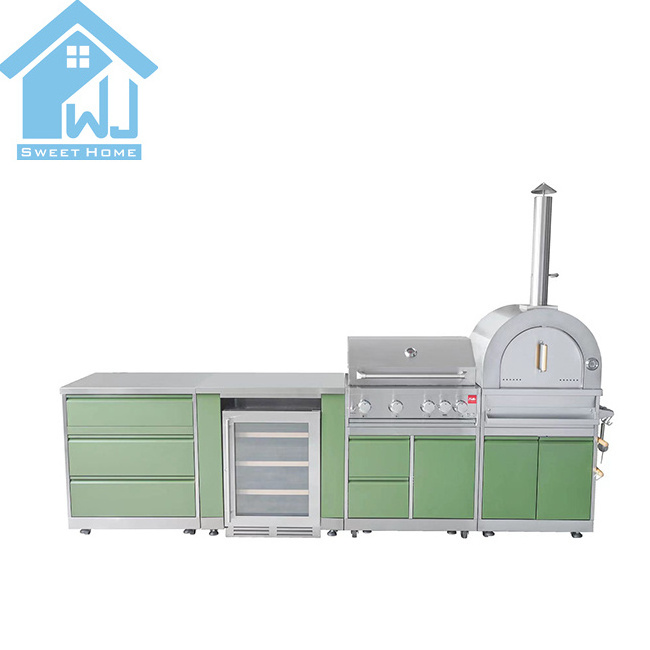 New Design Outdoor Kitchen Built In Stainless Steel Anti-Rust Grill Cabinet Door