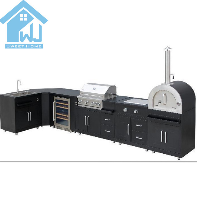 New Design Outdoor Kitchen Built In Stainless Steel Anti-Rust Grill Cabinet Door