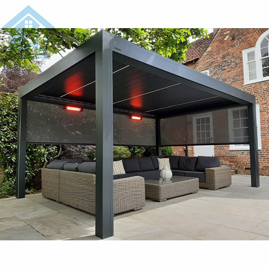 gazebo with sliding doors aluminium all season adjustable luxury aluminum pergola