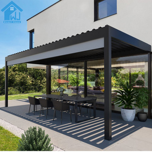 100% Waterproof Aluminum Pergola Leisure Garden Electric Louvered Roof System Gazebo Outdoor Modern Design