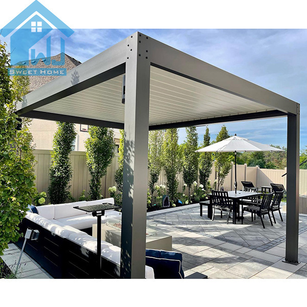 motorized retractable pergola waterproof pergola opening roof louver pergolas de madera