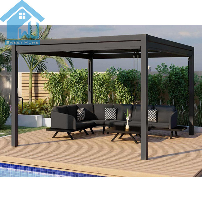 outdoor windproof bioclimatic garden gazebo	motorized aluminium 	 Outdoor aluminium pergola	balcony motorized pergola cover