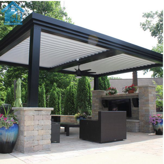 One- Stop Service Electric Louvered Roof System Balcony Outdoor Gazebo Motorized Bioclimatic Pergola