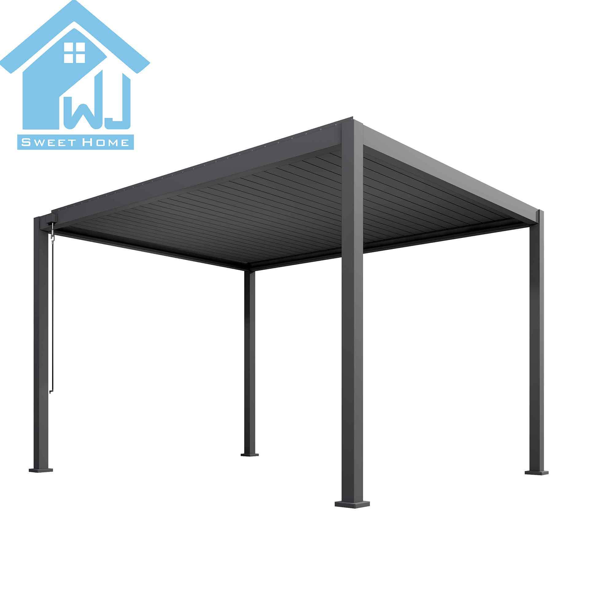 Waterproof Metal Garden Pavilion Gazebo Aluminum Pergola Gazebo with Adjustable Louvered Roof