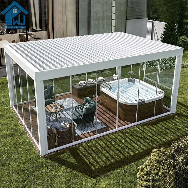 outdoor aluminum pergola motorized louvre bioclimatic lourve 8x10 outdoor pergola aluminum shade canopy