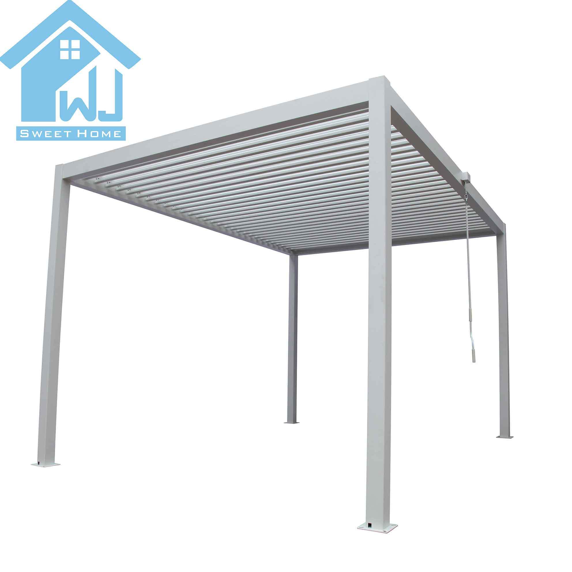 Wall Mounted Pergolas Roof Aluminium Louvered Roof Pergola Kits Garden Gazebo with Motor Roller Side Screen