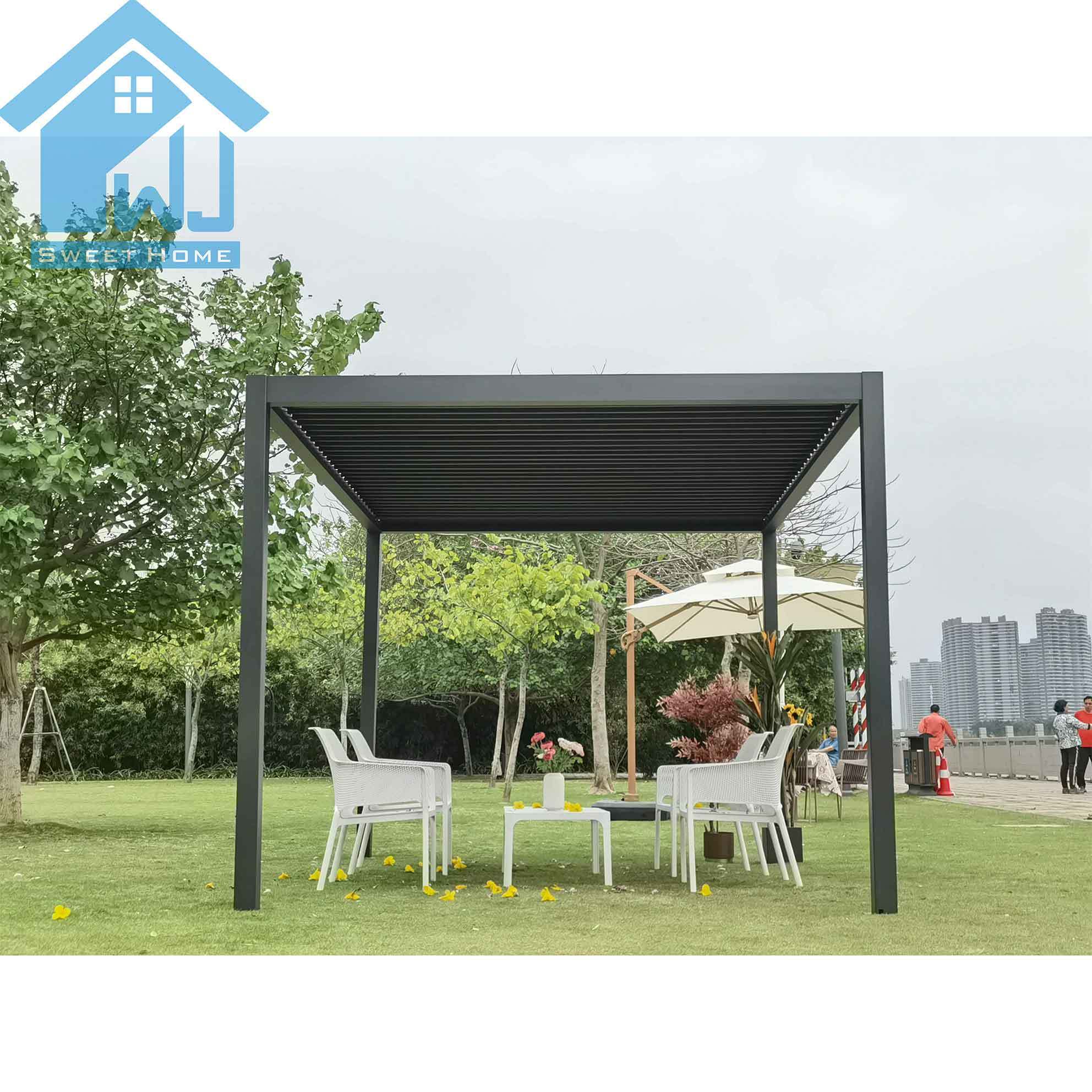 Luxury Canopy Roof Electric Outdoor Garden Patio Pergola Waterproof Motorized Gazebo with Screens