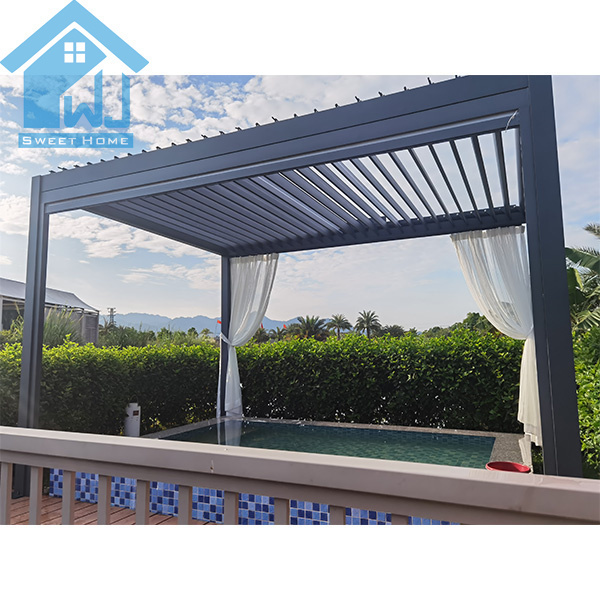 aluminum louver roof pergolas and gazebos outdoor	automatic adjustable roof	roof garden gazebo