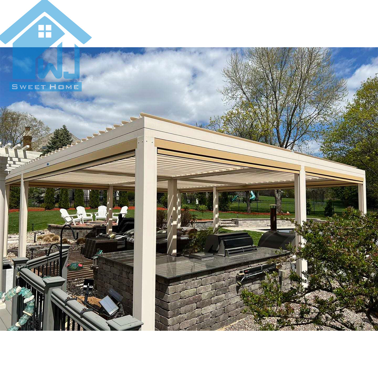 Luxury Garden Gazebo Patio Cover Roof Canopy Louver Roof Aluminum Pergola