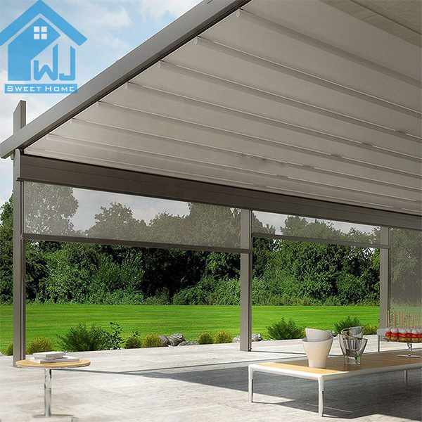 Weijia Wind Resistant Retractable Electric Patio Cover Shade Awnings Pergola For Restaurant