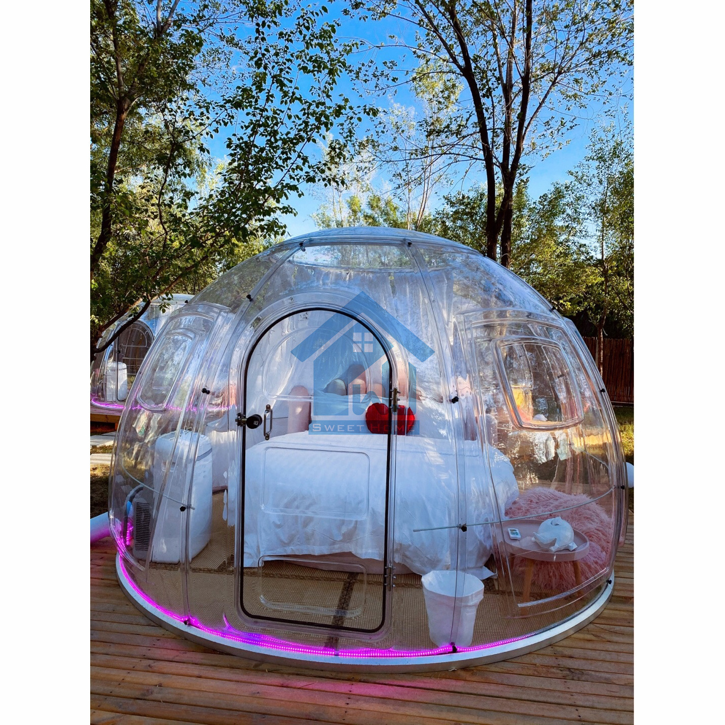 Intelligent Outdoor Rotating Star Prefab Room Waterproof PVC Domes Glamping Geodesic Dome Room House