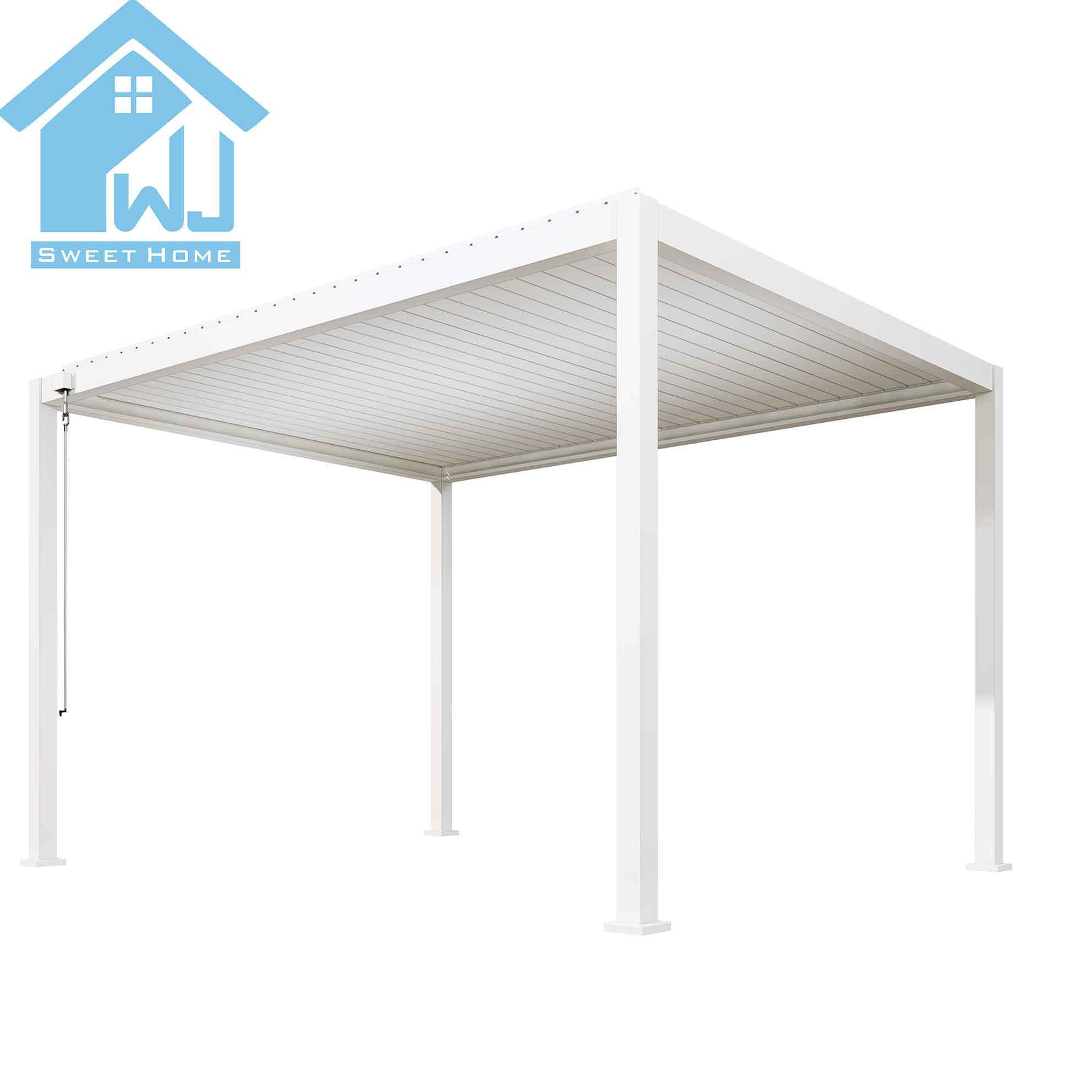 Waterproof Metal Garden Pavilion Gazebo Aluminum Pergola Gazebo with Adjustable Louvered Roof