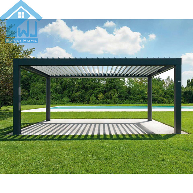 Wall Hanging Aluminum Outdoor Gazebo With LED Lights aluminum louvered pergola