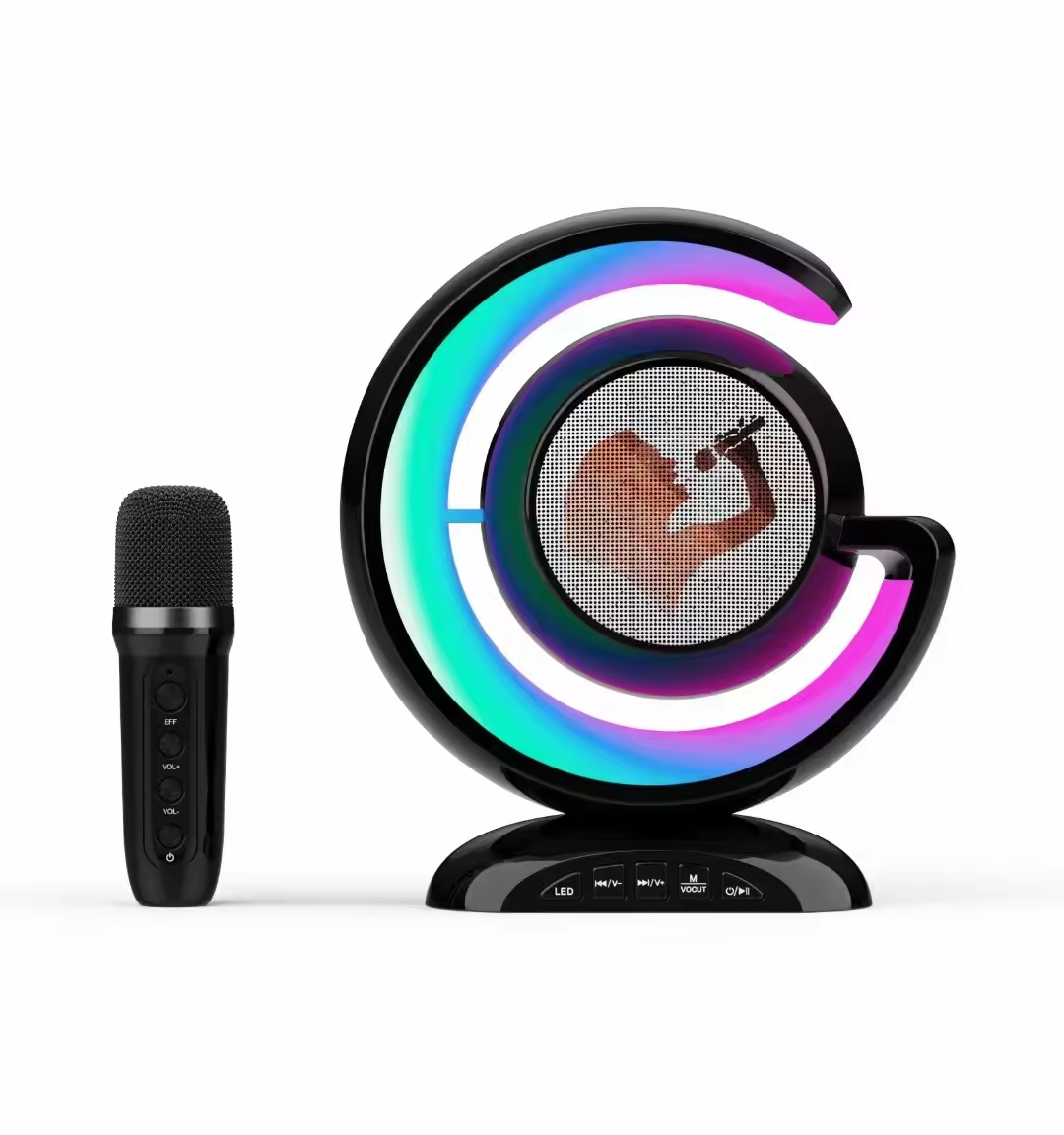 RGB Lights Wireless Speaker Audio Subwoofer With Microphone Mini Portable Wireless Partybox Music Boombox Bt Speaker