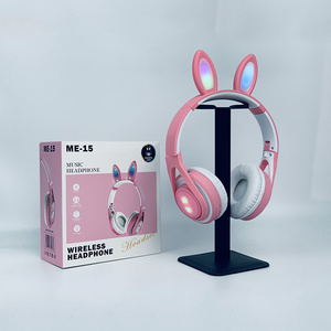 New Fashion Rabbit Ear Headset Party Cosplay Design Led Colorful Rabbit Bluetooth Headphones Kids Gift Headset