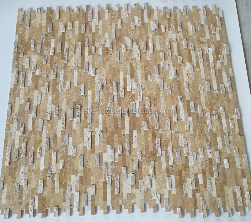 Self Adhesive Waterproof noce travertine Peel And Stick Tile Finger Mosaic For Wall