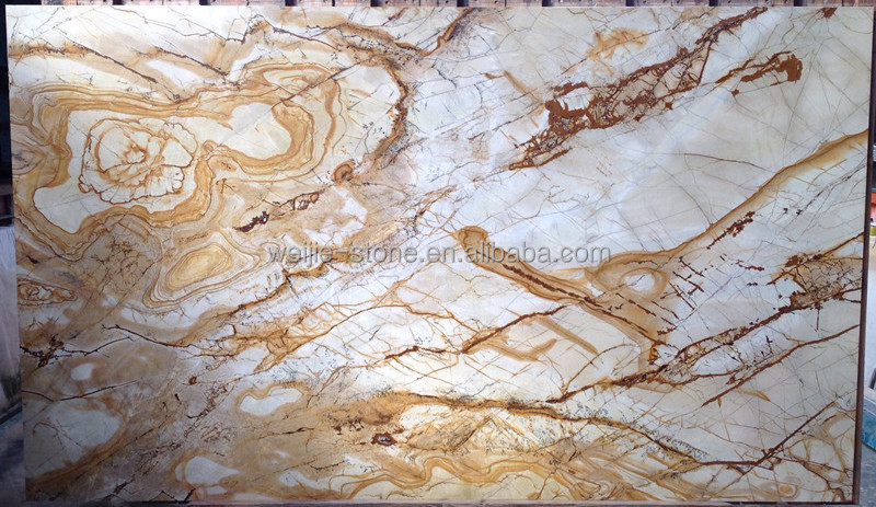 Natural Luxury Stone Roma Impression Polished Beige Slab with Gold Veins for Tiles, Panels and Countertops