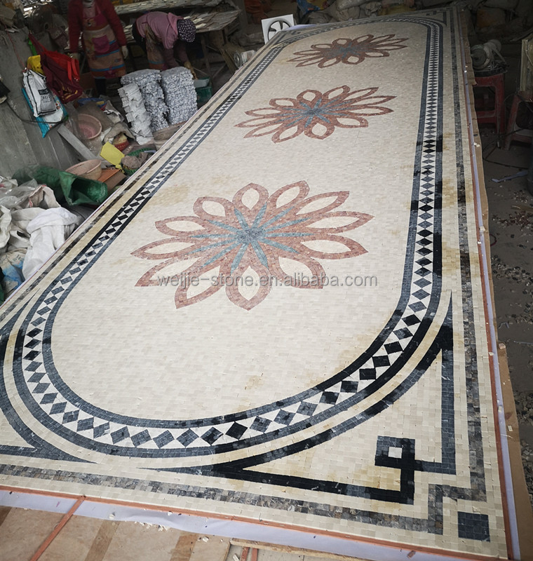 Colourful Handmade Flowers Mosaic Stone Art Mural Wall Medallions Cheap Moroccan Floor Tiles