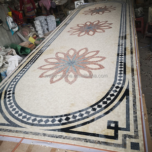 Colourful Handmade Flowers Mosaic Stone Art Mural Wall Medallions Cheap Moroccan Floor Tiles