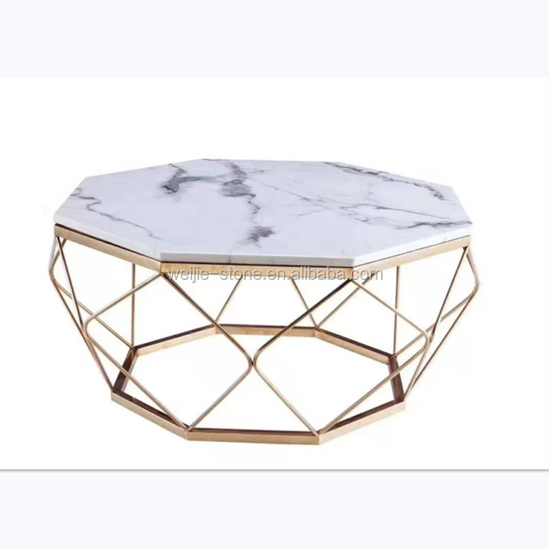 Wholesale design metal wire frame living room marble coffee table furniture