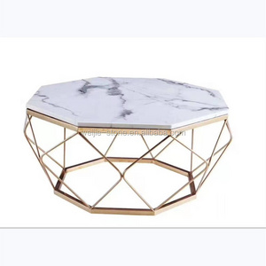 Wholesale design metal wire frame living room marble coffee table furniture