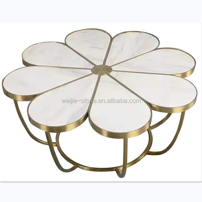 Wholesale design metal wire frame living room marble coffee table furniture