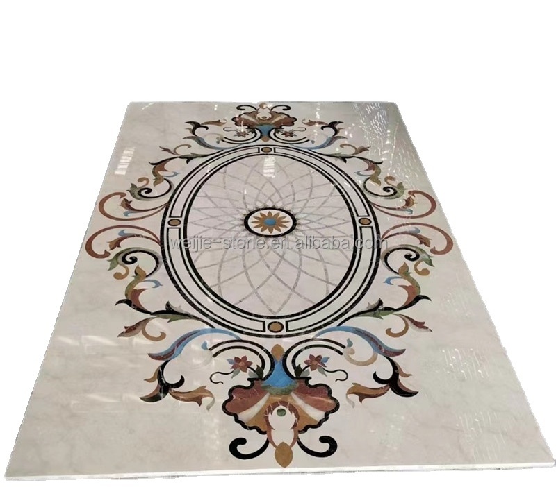 Water jet marble designs inlay tile floor carpet waterjet medallion 2022