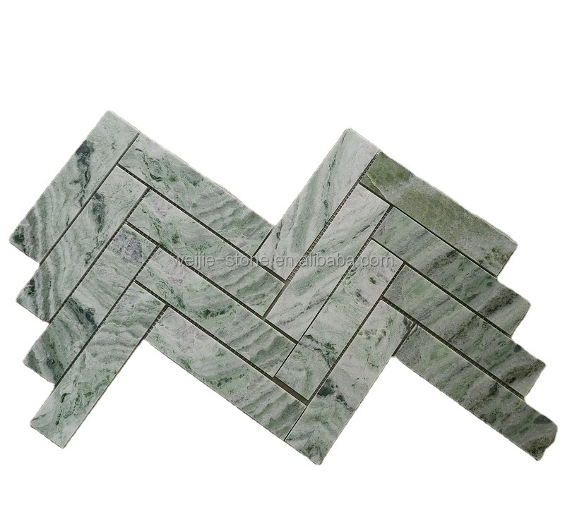 Green valley stone marble herringbone mosaic bathroom wall kitchen backsplash tile